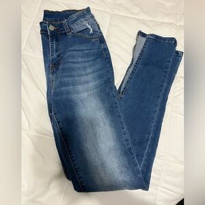 Split straight leg jeans